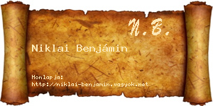 Niklai Benjámin névjegykártya